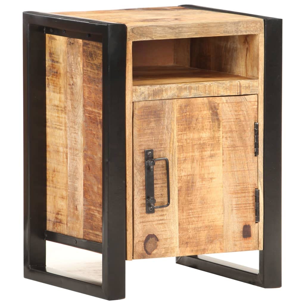 vidaXL Solid Rough Mango Wood Bedside Cabinet Nightstand Bed Cabinet Side Sofa End Table Telephone Stand Storage Interior Bedroom Living Room